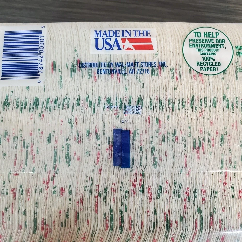 NOS - 300 Ct. Vintage Holiday Print Christmas Napkins - Peppermint Candy Cane